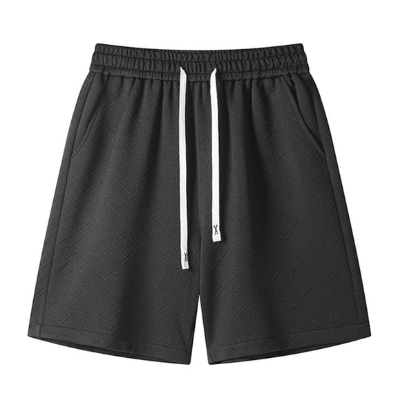 Lenago Mens Sports Shorts Men's Shorts Mens Shorts Men's Casual Fashion Solid Color Elastic Waist Pocket Outdoor Sports Shorts Pants Black L