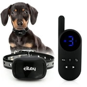 eXuby - Tiny Shock Collar for Small Dogs 5-15lbs - Smallest Collar on the Market - Sound, Vibration, & Shock - 9 Intensity Levels - Pocket-Size Remote - Long Battery Life - Water-Resistant - Black