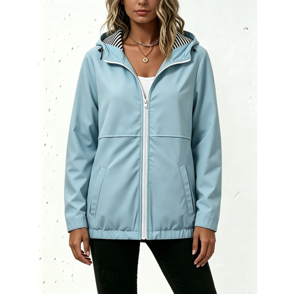 Busydd Jackets for Women Outdoor Sun Protection Waterproof Sports Coats Casual Stylish Solid Color Long Sleeve Zip Up Hoodie with Pockets 2XL