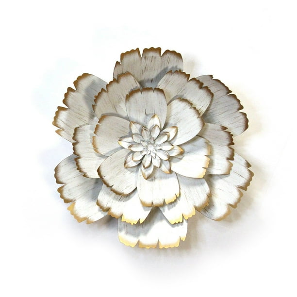 Stratton Home Decor White Metal Flower