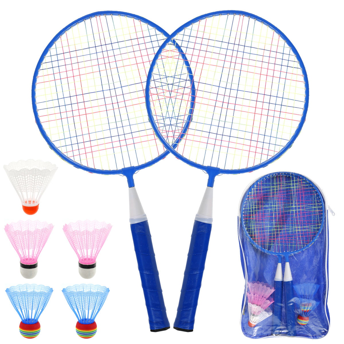 Carbon Shaft Badminton Racket Set of 4 for Backyard Family Game w/ Carry Bag 