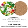 thumbnail image 5 of GZHJMY 6Pcs Round Summer Palm Leaves and Tropical Flowers Ceramic Coasters with Cork-Backed for Coffee Drink, Cup Mat Absorbent Stone Coasters, 5 of 5