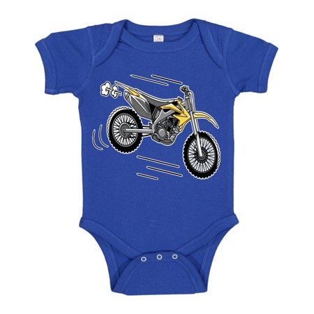 

Yellow Fast Dirt Bike Humor Baby Creeper Male Girls Infant Bodysuit Royal 12M