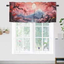Cherry Blossoms Valance Rod Pocket Window Curtain for Kitchen Japanese Asian Watercolor Flowers Branch Window Valance for Bedroom Bathroom Living Room Dining Room Valances Set 54 by 18 in, 1 Panel