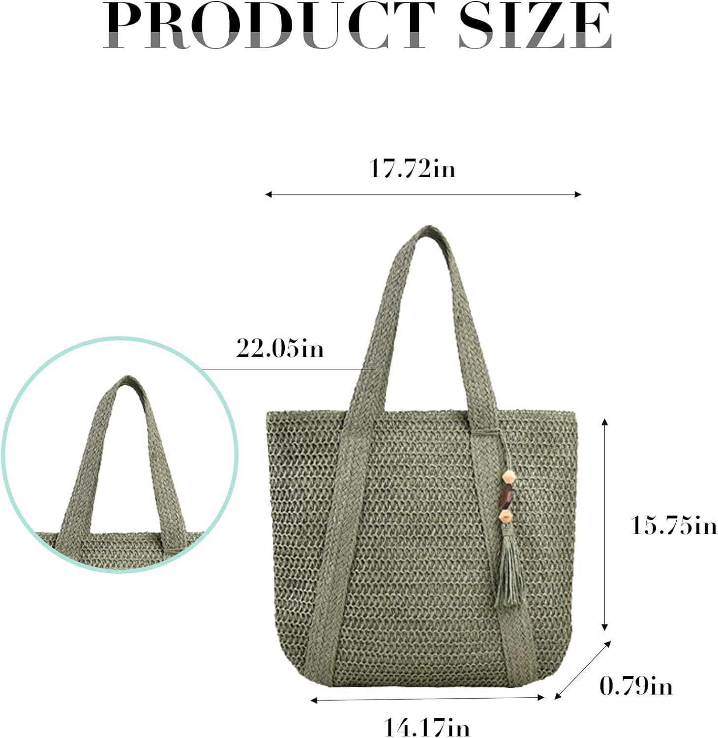 Kukuzhu Straw Beach Bag, Summer Woven Tote Bag with Tassels Large Shoulder Handbag Straw Purses and Handbags for Women
