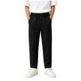 thumbnail image 2 of ITSAME Boys School Uniform Pants Flat Front Elastic Waist Straight Leg Kids Dress Pants with Pockets Black Size 9, 2 of 9