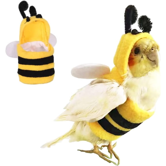 Dalrosia Pet Birds Costume Small Animals Clothes Birds Cosplay Outfit Bee Shaped Hoodies for Parrots African Greys Parakeet Cockatiel Sun Conure Finch Budgie