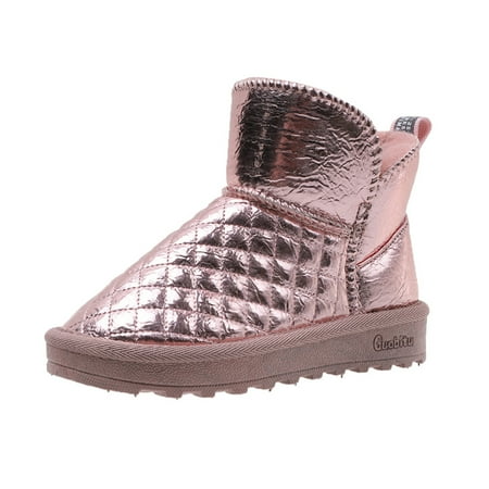 

Winter Girls Boys Kids Booties Faux Fur Lined Keep Warm Ankle Boots Cute for Children Outdoor