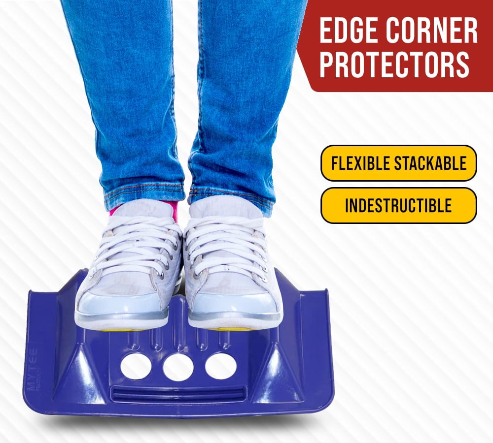 (40 Pack) 4" x 4" x 10" Blue Corner Protector V Shaped Flatbed Edge Guards with Carrying Case - Cargo Load Corner Edge Protector and Tie-Down Strap Guard for Flatbed