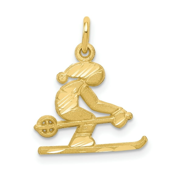 Beautiful 10k Diamond-cut Skier Charm