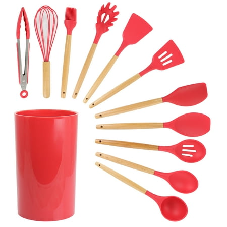 

MegaChef Red 12 Piece Silicone and Wood Cooking Utensils