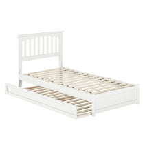 Everett Twin XL Wood Platform Bed with Panel Footboard & TwinXL Trundle in White