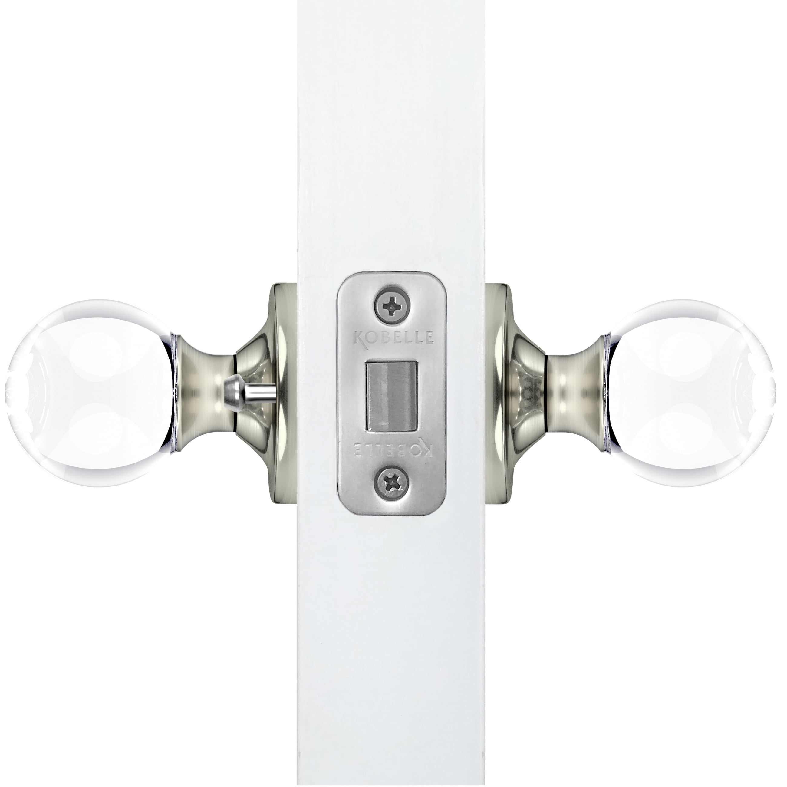 Privacy Round Ball Crystal Door Knobs Satin Nickel Round Rosette