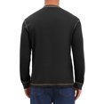 thumbnail image 3 of INSPIRE CHIC Men's Henley Shirt Long Sleeve Contrast Trim Button Neck Casual Top 2XL Black, 3 of 6