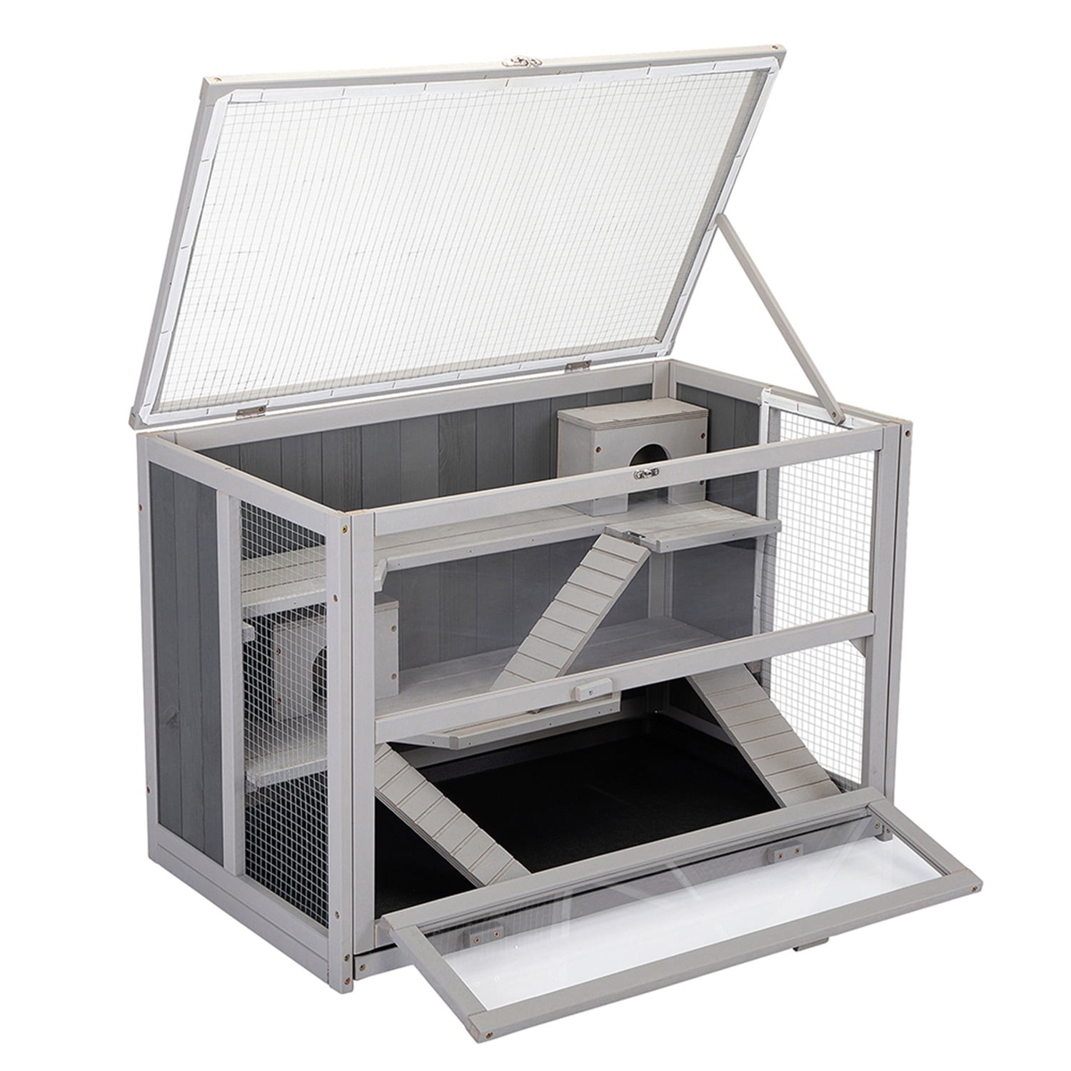 Pefilos 3 Tier Hamster Cage Rat House-Leak guinea pig hideout mouse house, Gray Pefilos 3 Tier Hamster Cage Rat House-Leak guinea pig hideout mouse house, Gray