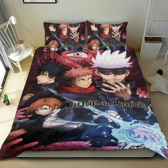 Jujutsu Kaisen-themed Bed Sheet Set Three Piece Set Comfortable And Skin Friendly Unique Design Home Decor Gifts For Family Friends fans54x79Inches（135cm*200cm）