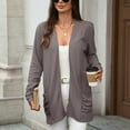thumbnail image 6 of FRSASU Women's Cardigan Solid Color Long Sleeve Open Front Casual Knit Sweaters Soft Outwear Top with Pockets Coffee, 6 of 8