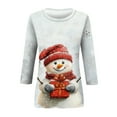 thumbnail image 4 of Christmas Shirts for Women Round Neck 3/4 Length Sleeve T Shirt Cute Glitter Xmas Tree Printed Holiday Pullover Merry Christmas Party Fashion Elbow Sleeve Clothing, 4 of 5