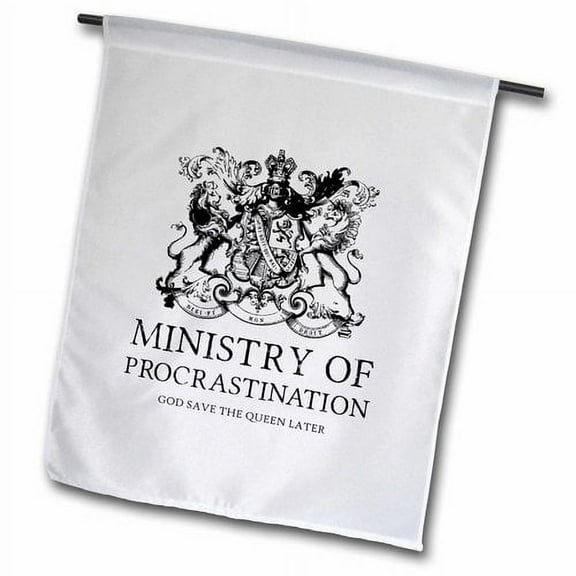 3dRose, Ministry of Procrastination- Funny British Humor, 12 x 18 inch Garden Flag