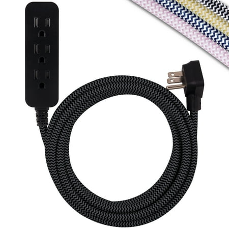 Cordinate Designer Extension Cord, 3-Outlet 10-Foot Cord, Black, 42024