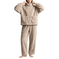 thumbnail image 2 of StSilkitty Women Fleece Pajama 2 Piece Sets Long Sleeve Zip up Cable Coat and Pants Sleepwear Set with Pockets Winter Warm Loungewear, 2 of 9