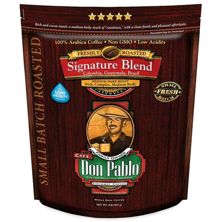 Gourmet Coffee - Signature Blend - Medium Dark Roast - Whole Bean Coffee - 100% Arabica Beans - Low Acidity Non-GMO - 2lb bag