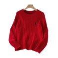 thumbnail image 5 of MJG Suéter tipo jersey perezoso y pequeño de estilo coreano para mujer en otoño e invierno nuevo suéter exterior suelto retro de manga larga con cuello redondo, 5 of 5