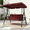 Red, variant on VIVOHOME 3 Seat Porch Swing Chair with Converting Canopy&Removable Cushion, Cushioned Steel Frame Porch Canopy Swing Chair, Swing Glider Hammock for Patio, Garden, Gray