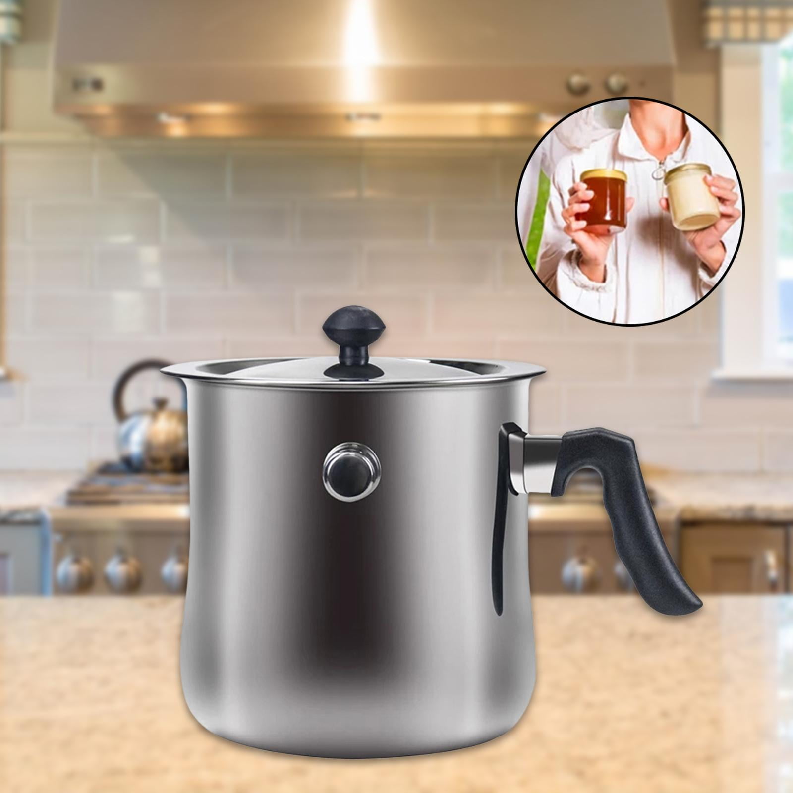 Candle Making Pouring Pot Stainless Steel Double Boilers Dripless Pouring Heat-Resistant Handle Melter Pot,Candle Making Supplies 17.5x15CM 1.5L