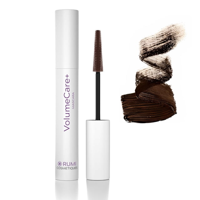 Máscara Rumi Cosmetiques VolumeCare+ Volumen y longitud de color marrón oscuro