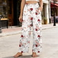 thumbnail image 2 of XUNKUSGA Wide Leg Pants Woman Fashion Boho Floral Womens Beach Pants Lightweight Casual Elastic High Waisted Palazzo Pants for Women with Pocket,White,XL, 2 of 7