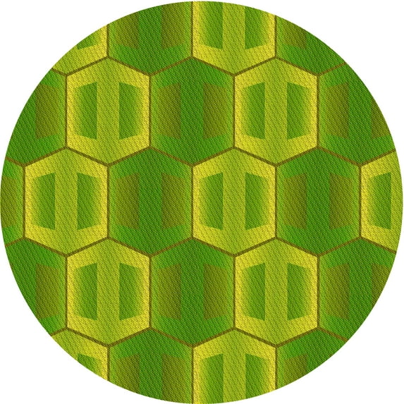 Ahgly Company Indoor Round Patterned Pistachio Green Area Rugs, 3' Round