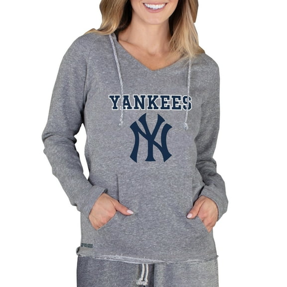 Women's Concepts Sport Gray New York Yankees Mainstream Terry Long Sleeve Hoodie Top