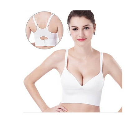 

Diconna Women Seamless Super Boost Push Up Bra Padded Deep V Wireless Adjusted-straps Bras Underwear White XXL