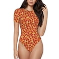 thumbnail image 1 of Balery Pizza Body de cuello redondo de manga corta para mujer Tops de manga corta Tops básicos-Small, 1 of 7