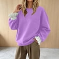 thumbnail image 3 of Maplenight Womens Crew Neck Sweatshirt Ruffle Cuff Long Sleeve Tops Regular Fit Casual Pullover Sweatshirts, 3 of 5