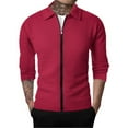 thumbnail image 6 of KIHOUT Fall and Winter Clearance Plus Size Men's New Fall Plaid Zipper Cardigan Casual Solid Color Long Sleeved Lapel Jacket Top, 6 of 6