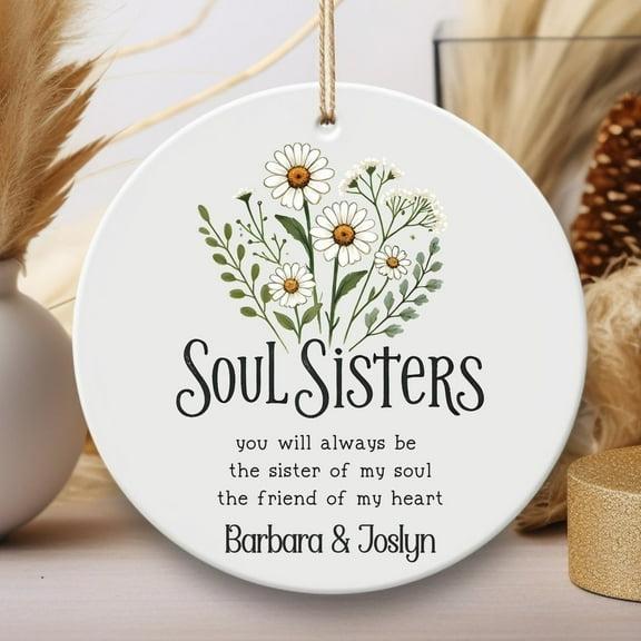 Personalized Soul Sister Ornament, Custom Best Friend Gift for Soul Sister, Christmas Tree Keepsake Decoration for Women