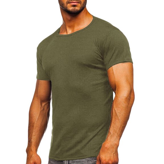 Lilgiuy Men's Muscle T Shirts Casual Solid Color Stretch Short Sleeve Round Neck Bodybuilding Workout Tee Shirts for Gym(S-3Xl)