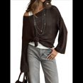thumbnail image 2 of Suéter de Verano para Mujer, Cuello Redondo, Corta, Informal, de Punto, Tipo Pulóver Color Café L, 2 of 8