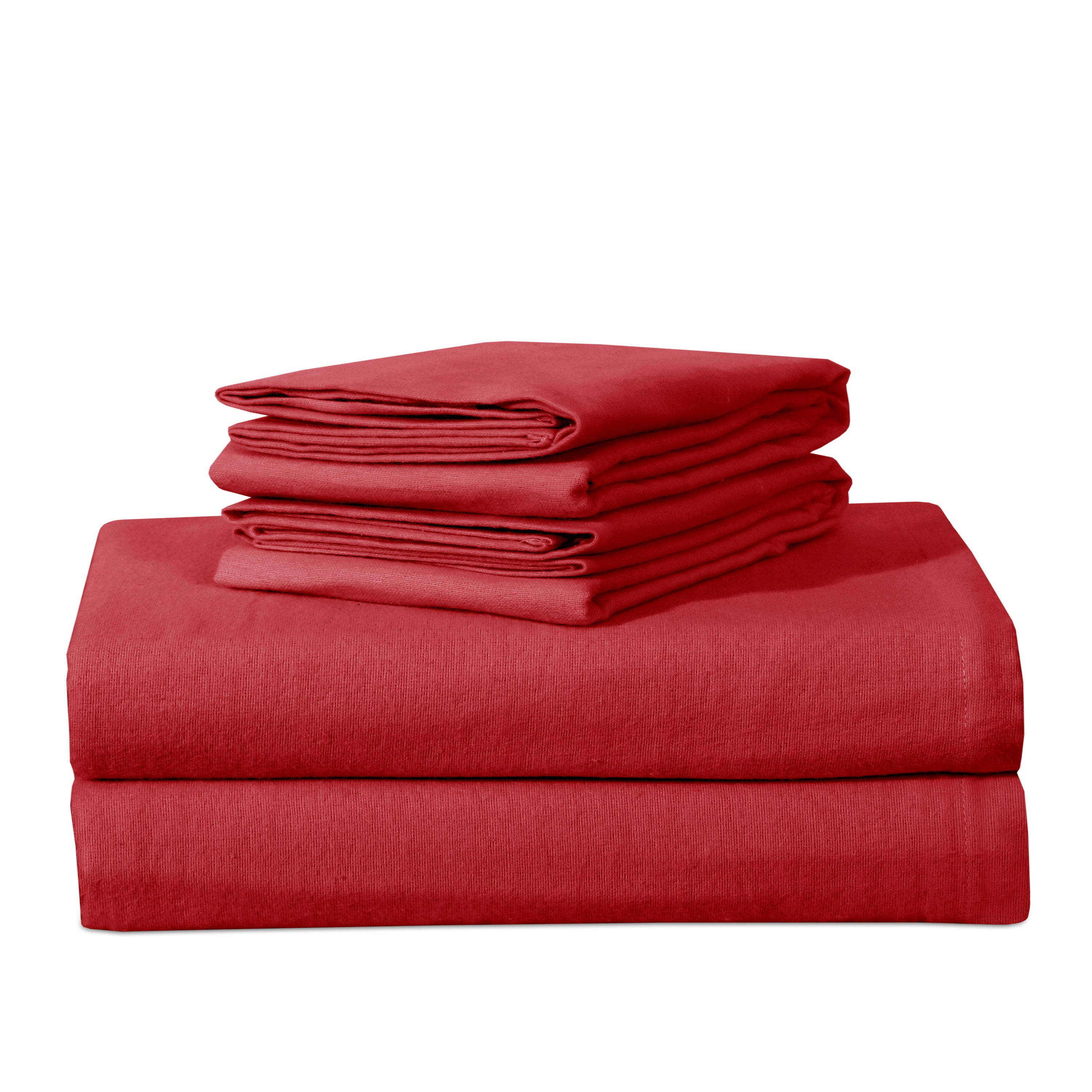 EnvioHome 160 GSM Cotton Flannel Sheet Set Red Vine, King