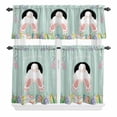 thumbnail image 2 of Kitchen Window Curtains Valance and Tier Set, Easter Day Bunny Tail Egg Spring Floral Rod Pocket Tier Curtain Valance Set, Farm Vintage Teal Wood Grain Light Filtering Cafe Curtains for Bedroom, 2 of 9