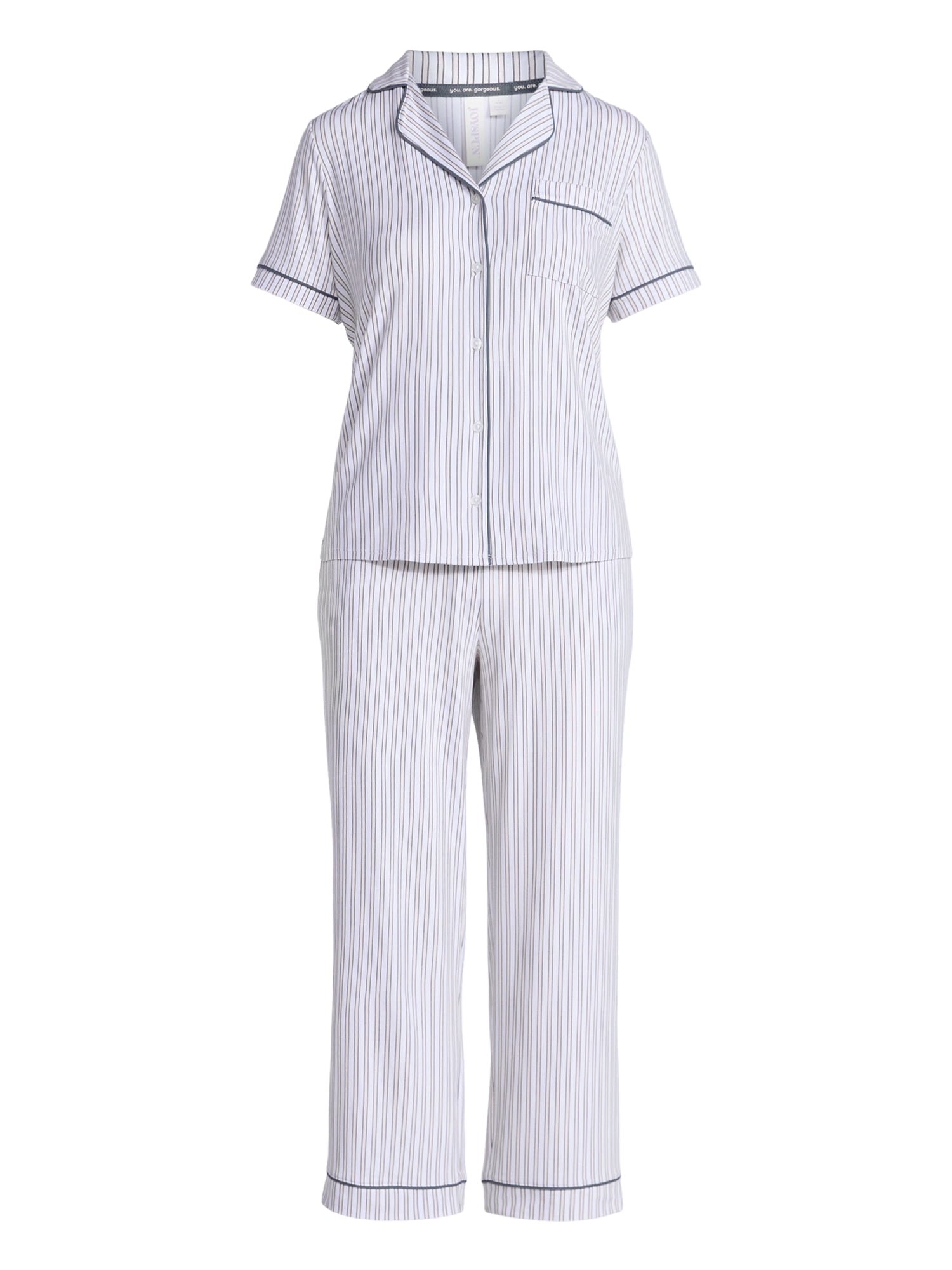 Joyspun Women's Dreamy Soft Collection Notch Collar Top and Capri Pants Pajama Set, 2-Piece, Sizes XS-3X