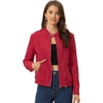 thumbnail image 1 of Chaqueta corta Allegra K Motera Cuello alto Rojo XS, 1 of 5