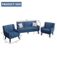 thumbnail image 3 of Uixe Cotton/ Linen Look Fabric Modern Accent Chair Armchair Sets Blue(Chair&Sofa Set) Chair&Sofa Set 3-Piece Polyester, 3 of 5