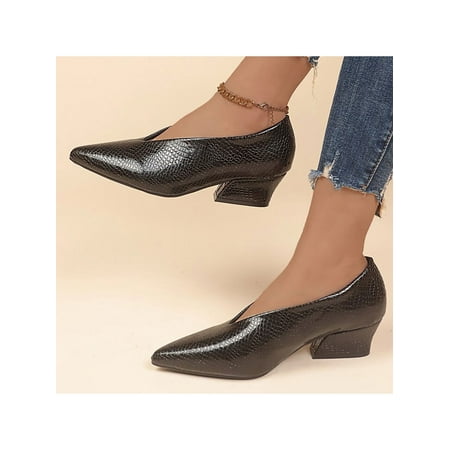 

Omagie Women Dress Shoe Slip On Flats Pointy Toe Loafers Cozy Pumps Work Formal Casual Shoes Black 9