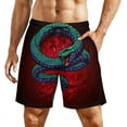 thumbnail image 2 of Sunyuer Men's Swim Trunks with Compression Liner 2-in-1 Drawstring Swimming Shorts Quick Dry Beach Board Shorts with Pockets, Anime Red Green Snake, XL, 2 of 8