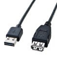 thumbnail image 1 of Sanwa Supply USB extension cable that can be inserted on both sides (AA female, 2m, black) KU-REN2, 1 of 2
