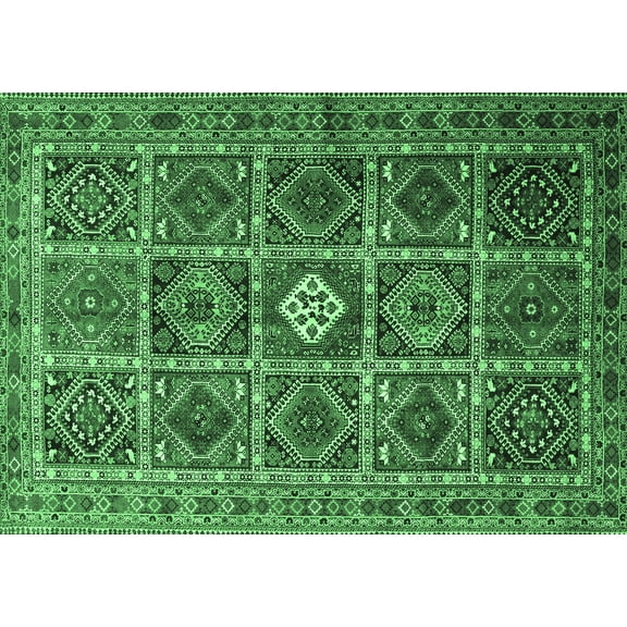 Ahgly Company Indoor Rectangle Persian Emerald Green Traditional Area Rugs, 5' x 7'