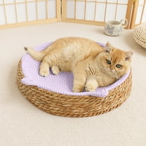 Dtchengua 2025 Summer Rattan Pet Circular Sleeping Mat Summer Pet Nest Indoor Wicker Pet Bed for Cats and Small Dogs Comfortable Nest for Rest and Playflannel backed vinyl tablecloths round